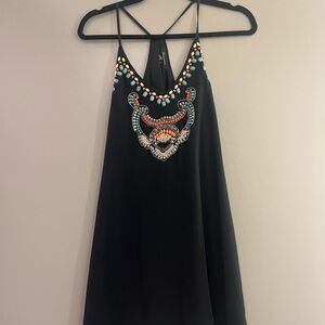 Embellished Black Dress/Top with Colorful Beading